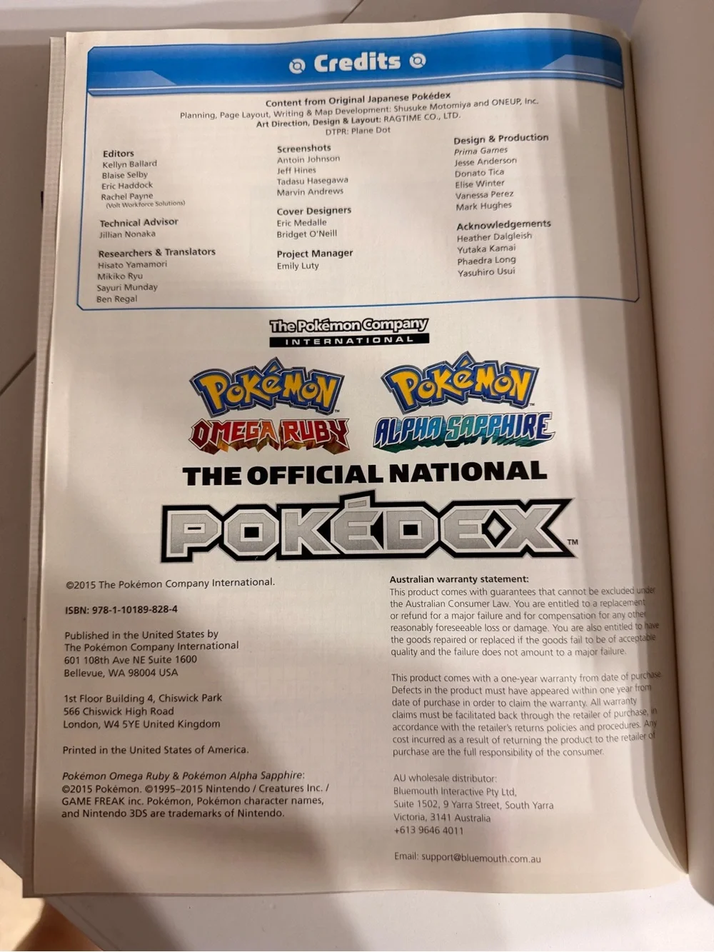 Pokémon Omega Ruby Alpha Sapphire Official National Pokédex Guide 2015